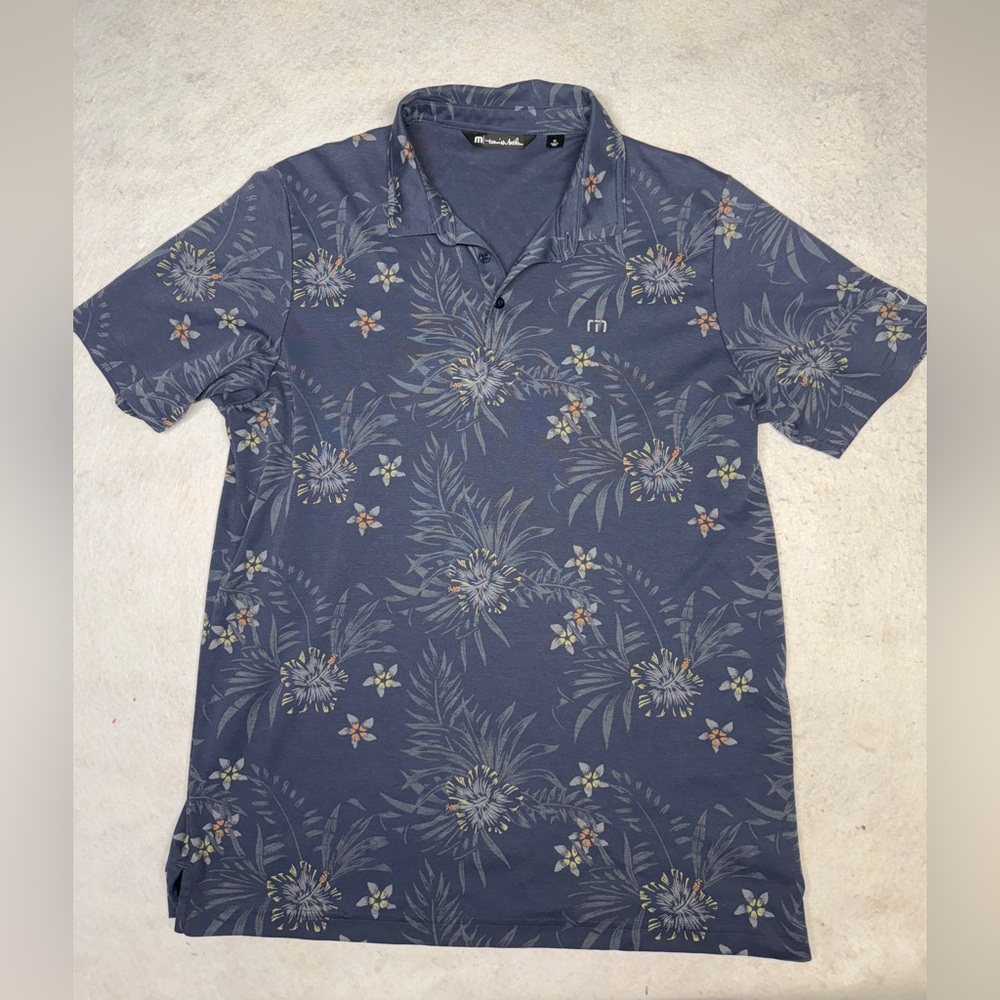 Travis‎ Mathew Men’s Calmer Waters Dress Blues Polo Shirt Pima Cotton Size XL